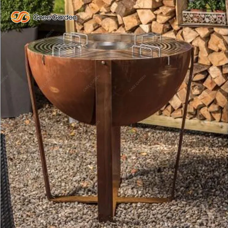 Corten Hlau Hemisphere Hluav Taws Kub Pit Tais Barbecue