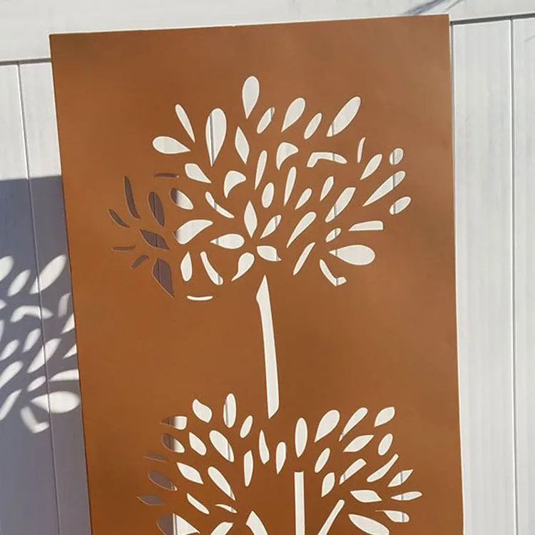Corten Steel Laser Txiav Screen Art Panels