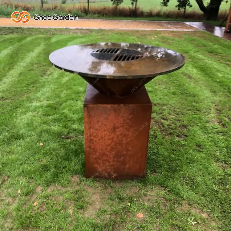 Corten Steel Hlau BBQ Hniav Nyiaj Hniav Kub Sab Nraum Ntoo Hluav Taws Kub Hluav Taws Kub Hluav Taws