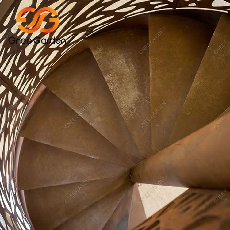 Corten Steel Sab nraum zoov cov kauj ruam Garden Stairs