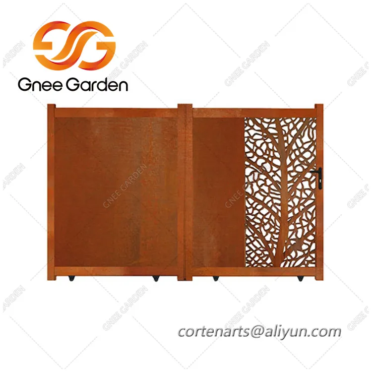 Corten Steel Villas Hlau rooj vag Backyard