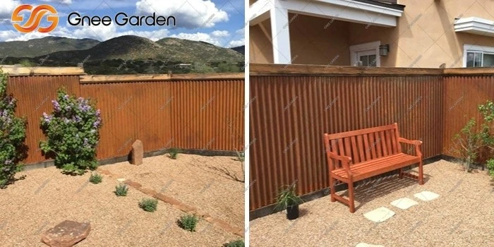 Corten Steel backyard privacy fence Corten Steel backyard privacy fence