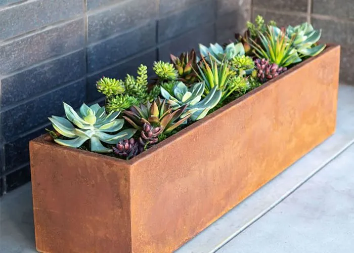 Corten Steel rectangle planters outdoor Corten Steel rectangle planters outdoor
