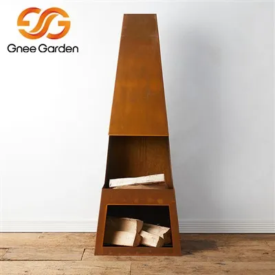 Weathering Steel Planed Outdoor Fireplace